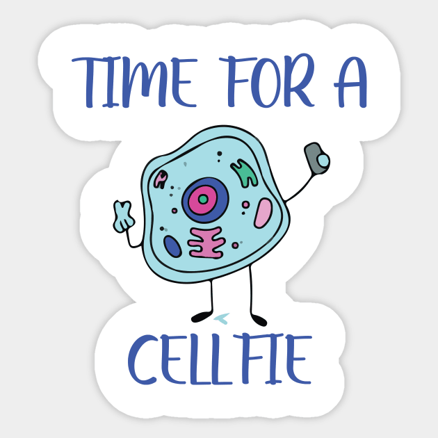 Time for a cellfie funny Sticker by Science Puns